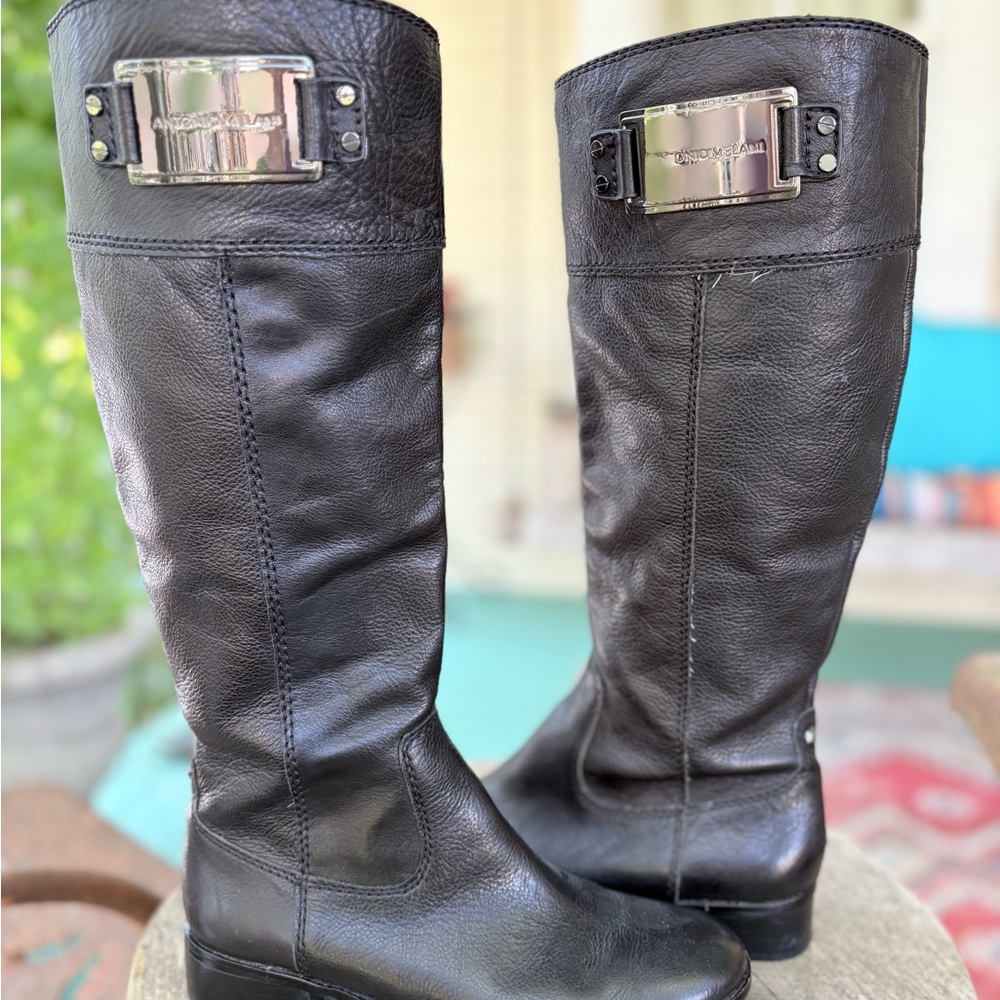 ANTONIO MELANI Dark Faux Leather Boots